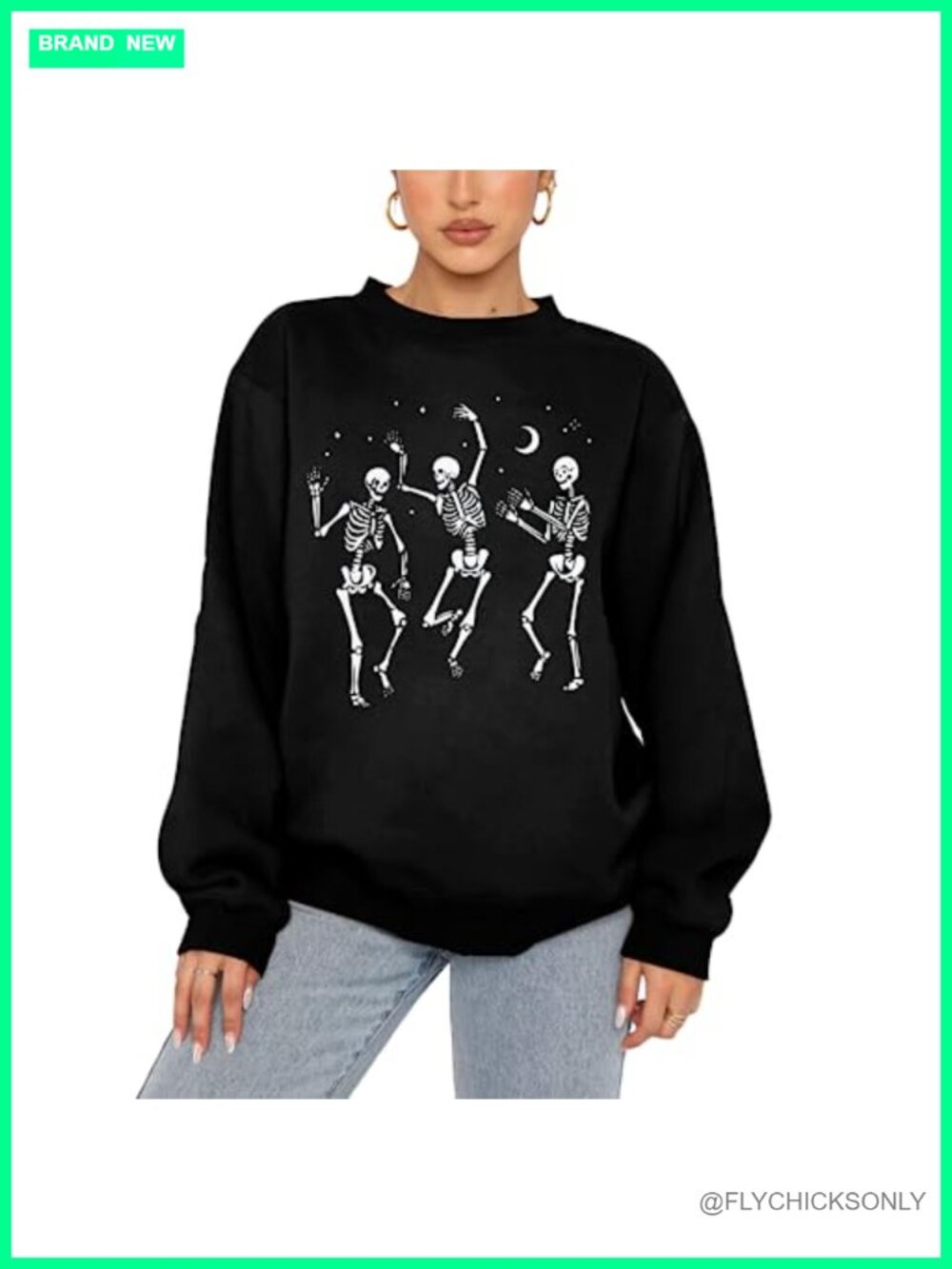 Women's Halloween Dancing Skeleton Sweatshirt Oversized Pullover Top